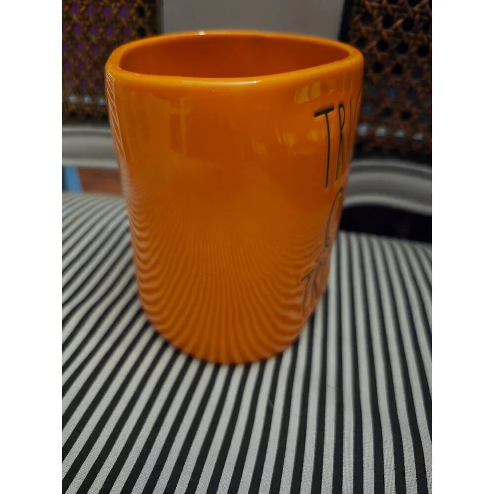 NWT Rae Dunn Halloween Orange Trick or Treat Coffee Mug